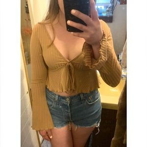 SheIn brown cropped shirt